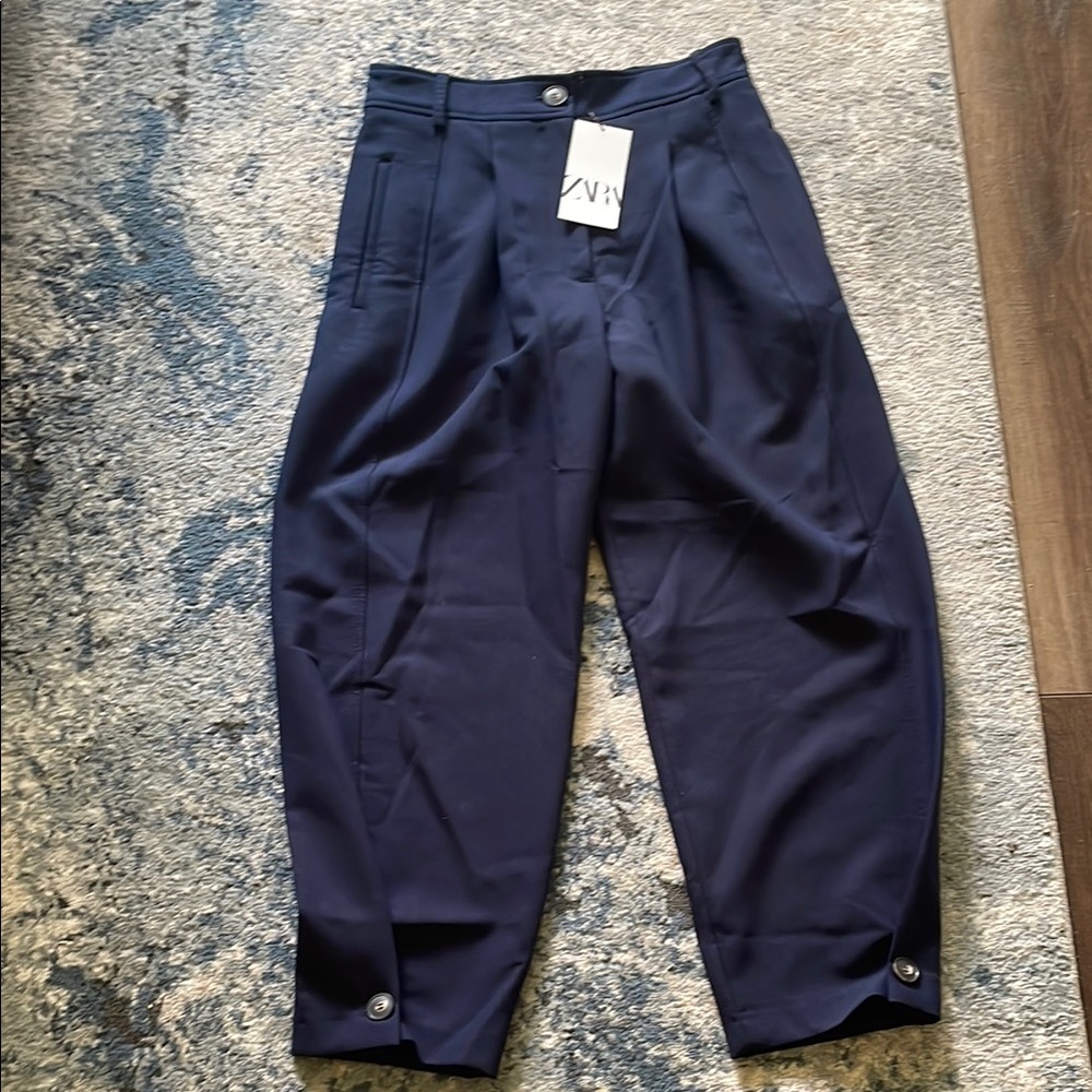 Zara Blue Dress Pants with Elastic Waistband